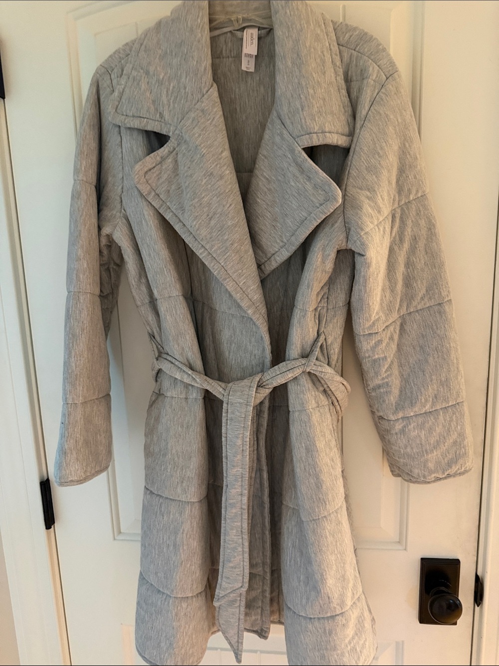Auden Light Gray Quilted Robe/Loungewear with Belt
